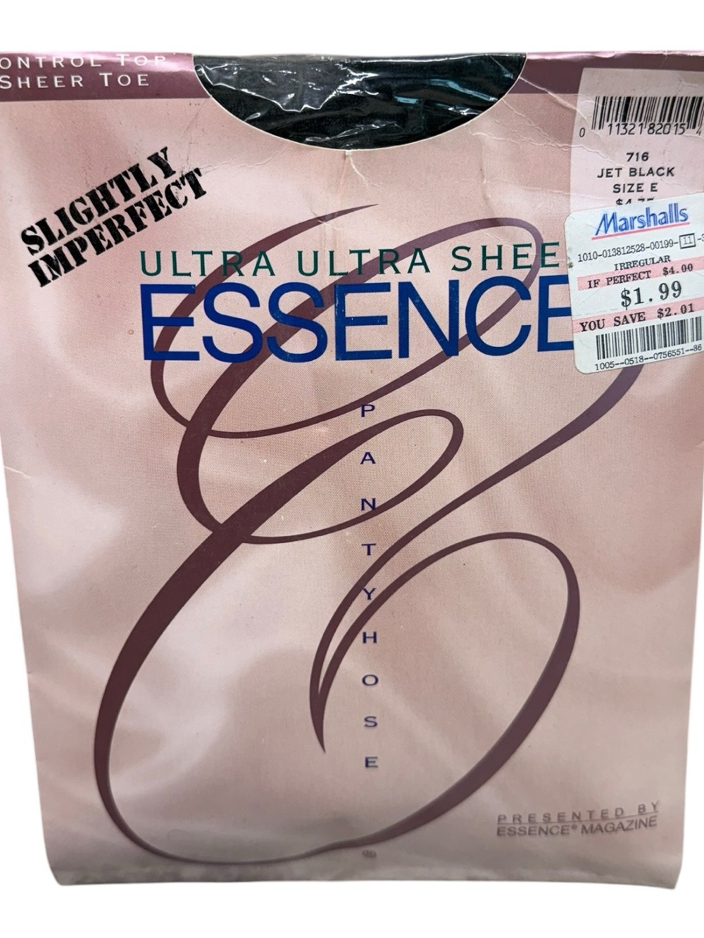 1993 Essence Magazine Ultra Ultra Sheer Pantyhose 716 Jet Black Size E